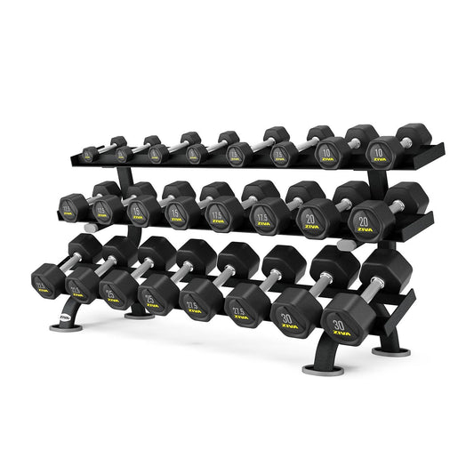 3-Tier Rubber Hexagon Dumbbell Rack - Contact Store